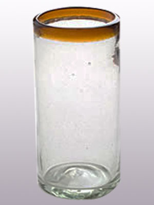 Wholesale Mexican Glasses / 'Amber Rim' tall iced tea glasses  / These huge glasses, bodered in amber, will bring a clasic mexican touch to your parties.